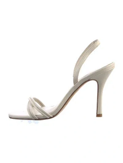 Pre-owned Larroude Leather Slingback Sandals In Neutral