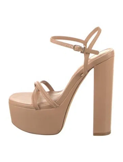 Pre-owned Larroude Leather Slingback Sandals In Neutral