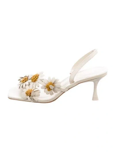 Pre-owned Larroude Leather Slingback Sandals In Neutral