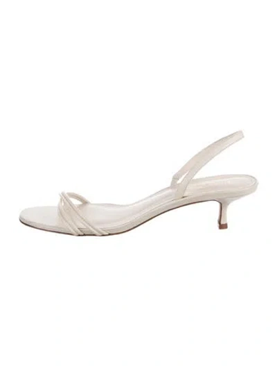 Pre-owned Larroude Leather Slingback Sandals In Neutrals