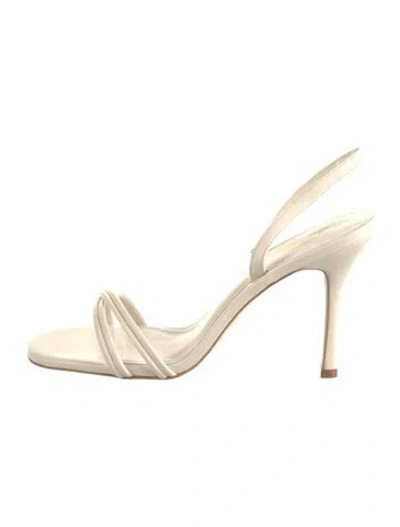 Pre-owned Larroude Leather Slingback Sandals In Neutrals
