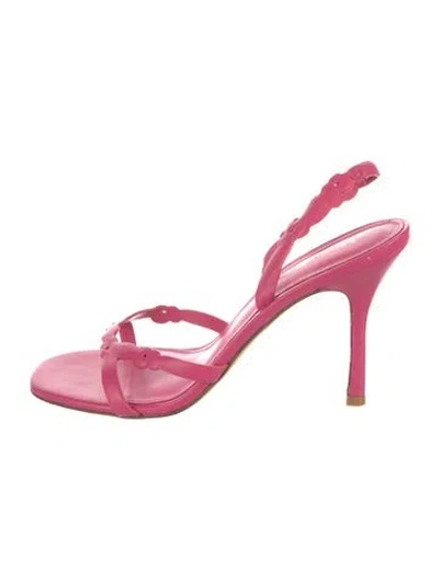 Pre-owned Larroude Leather Slingback Sandals In Pink
