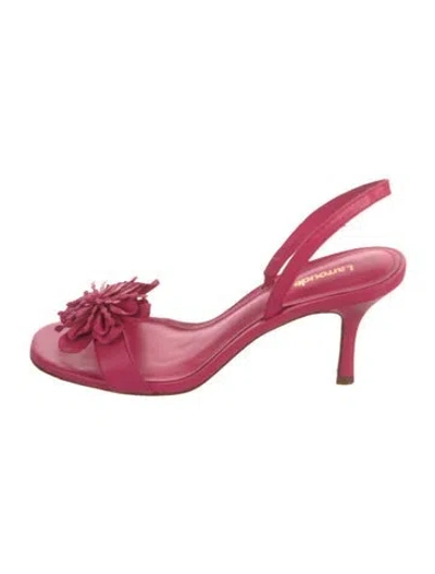 Pre-owned Larroude Leather Slingback Sandals In Pink
