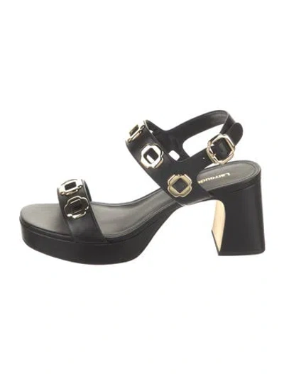 Pre-owned Larroude Leather Slingback Sandals W/ Tags In Black
