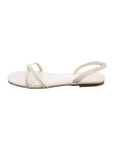 Pre-owned Larroude Leather Slingback Sandals W/ Tags In Neutral