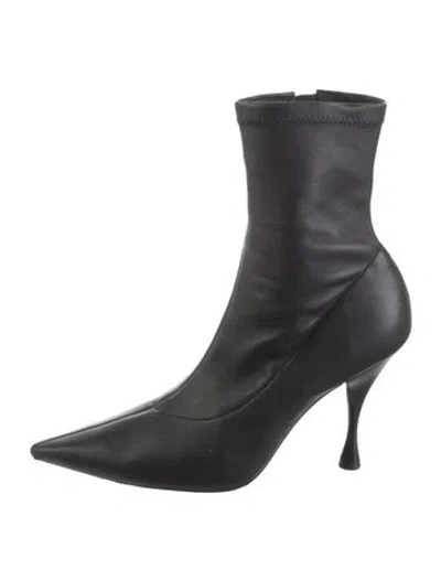 Pre-owned Larroude Leather Sock Boots In Black