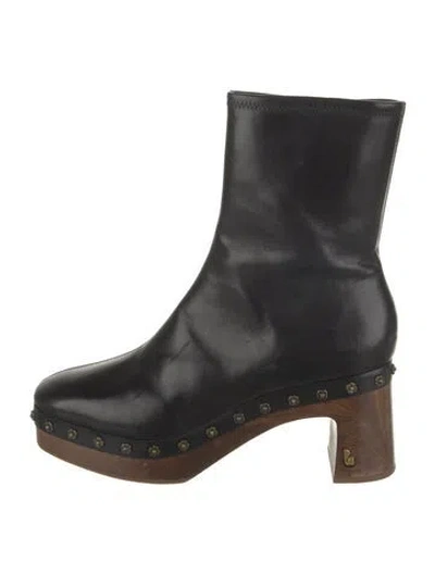 Pre-owned Larroude Leather Studded Accents Boots In Black