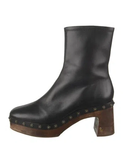 Pre-owned Larroude Leather Studded Accents Boots In Black