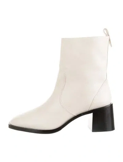 Pre-owned Larroude Leather Studded Accents Boots In Neutrals