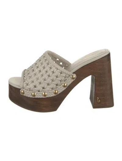 Pre-owned Larroude Leather Studded Accents Slides In Multicolor