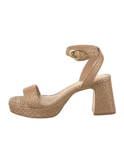 Pre-owned Larroude Leather Trim Embellishment Espadrilles W/ Tags In Neutral