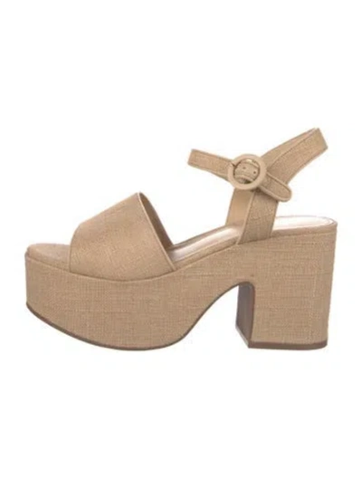 Pre-owned Larroude Leather Trim Embellishment Sandals In Neutrals
