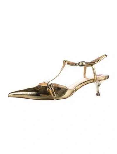 Pre-owned Larroude Leather T-strap Pumps