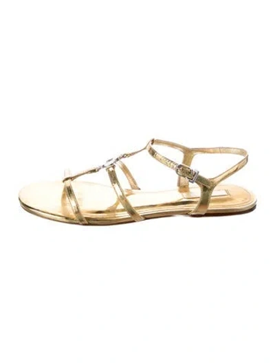 Pre-owned Larroude Leather T-strap Sandals