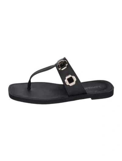 Pre-owned Larroude Leather T-strap Sandals In Blue