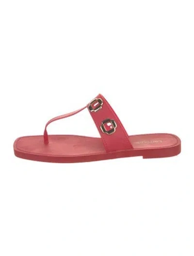 Pre-owned Larroude Leather T-strap Sandals In Pink