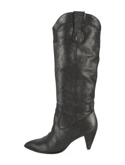 Pre-owned Larroude Leather Western Boots In Black/metallic