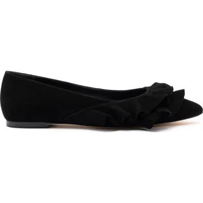 Larroude Larroudé Lee Ruffle Flat In Black