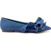 Larroude Larroudé Lee Ruffle Flat In Blue