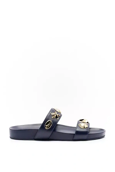 Larroude Madison Slide Sandals In Blue