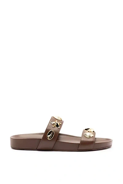 Larroude Madison Slide Sandals In Brown