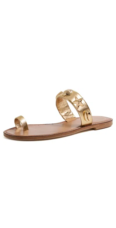 Larroude Madison Thong Sandals Gold Metallic Leather