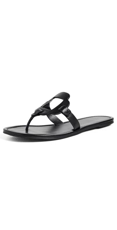 Larroude Margherita Thong Sandals Black Leather