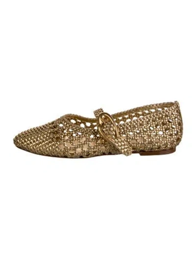 Pre-owned Larroude Mary Jane Flats In Gold/metallic