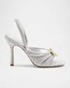 Larroude Mayfair Metallic Buckle Slingback Sandals In Silver