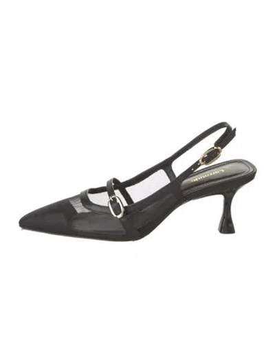 Pre-owned Larroude Mesh Accents Slingback Pumps In Black
