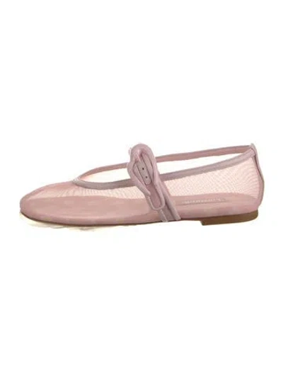 Pre-owned Larroude Mesh Floral Print Ballet Flats In Pink