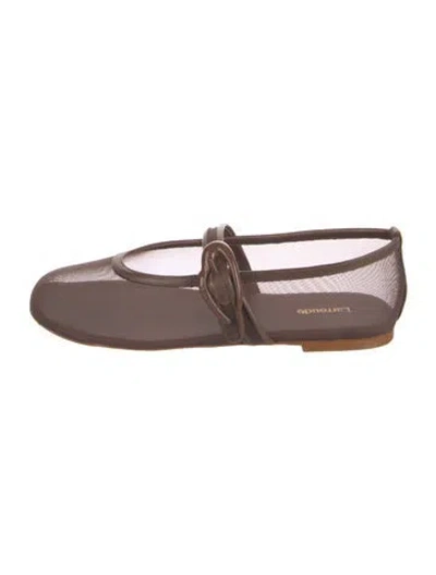 Pre-owned Larroude Mesh Mary Jane Flats In Brown