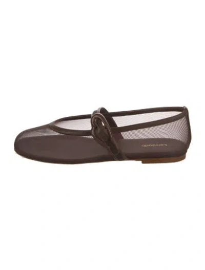 Pre-owned Larroude Mesh Mary Jane Flats W/ Tags In Brown