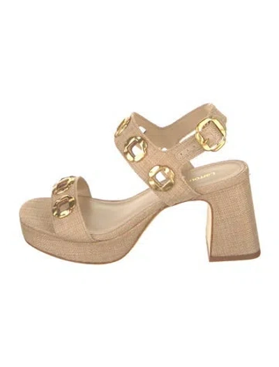 Pre-owned Larroude Milan Cutout Accent Sandals W/ Tags In Neutral