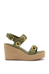 Larroude Milan Espadrille Platform Heels In Green