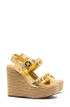 Larroude Larroudé Milan Espadrille Slingback Platform Wedge Sandal In Gold