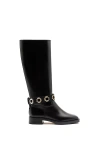 Larroude Milan Leather Ankle-strap Knee Boots In Black