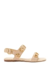 Larroude Milan Raffia Flat Slingback Sandals In Beige