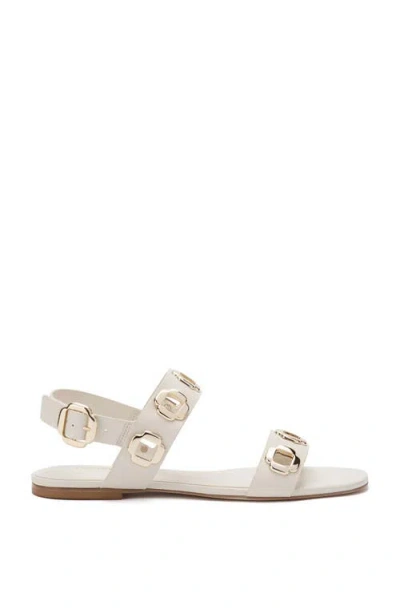 Larroude Milano Leather Dual-buckle Slingback Sandals In Ivory