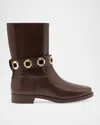 Larroude Milan Leather Ankle-strap Booties In Brown