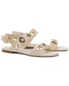 Larroude Milano Leather Dual-buckle Slingback Sandals In Neutral