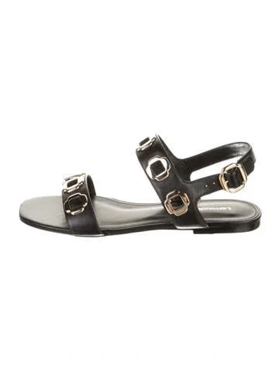 Pre-owned Larroude Milan Leather Flats W/ Tags In Black