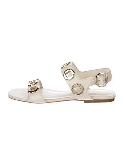 Pre-owned Larroude Milan Leather Sandals In Neutral