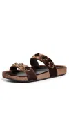 Larroude Milan Piccolo Velvet Slides Expresso In Expresso