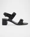 Larroude Milan Raffia Slingback Sandals In Black