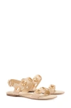 Larroude Milan Raffia Flat Slingback Sandals In Beige