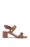 Larroude Milan Raffia Slingback Sandals In Caramel