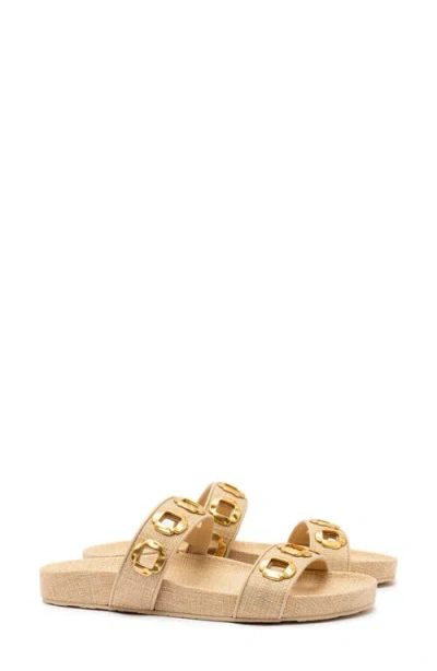 Larroude Larroudé Milan Slide Sandal In Beige