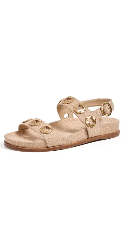 Larroude Milan Sport Sandals Beige Raffia In Brown