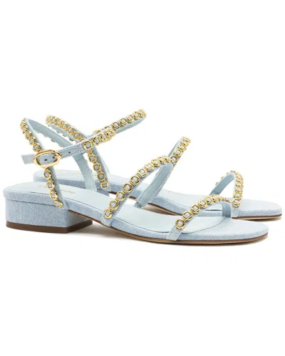Larroude Larroudé Milanina Denim Sandal In Blue